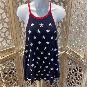 Navy Star Print Women's Tank Top